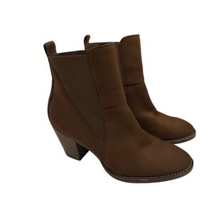 Paul Green Boots Brown Suede Block Heel Slip On Ankle Booties Size US 7